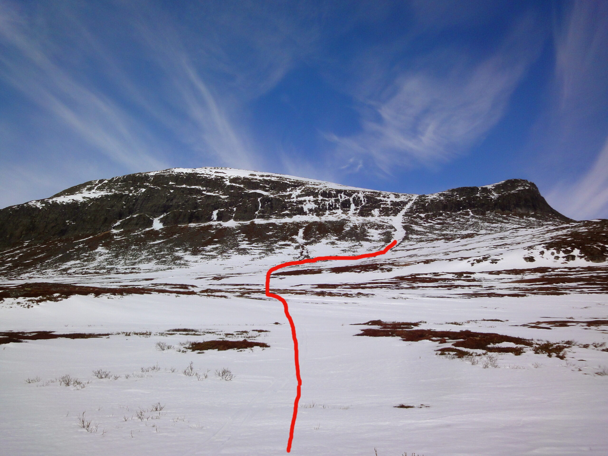 "Pilgrimsrännan" SE Predikstolen, Beallehkse 1682m TD-S4-E3-45° 2014-04-20