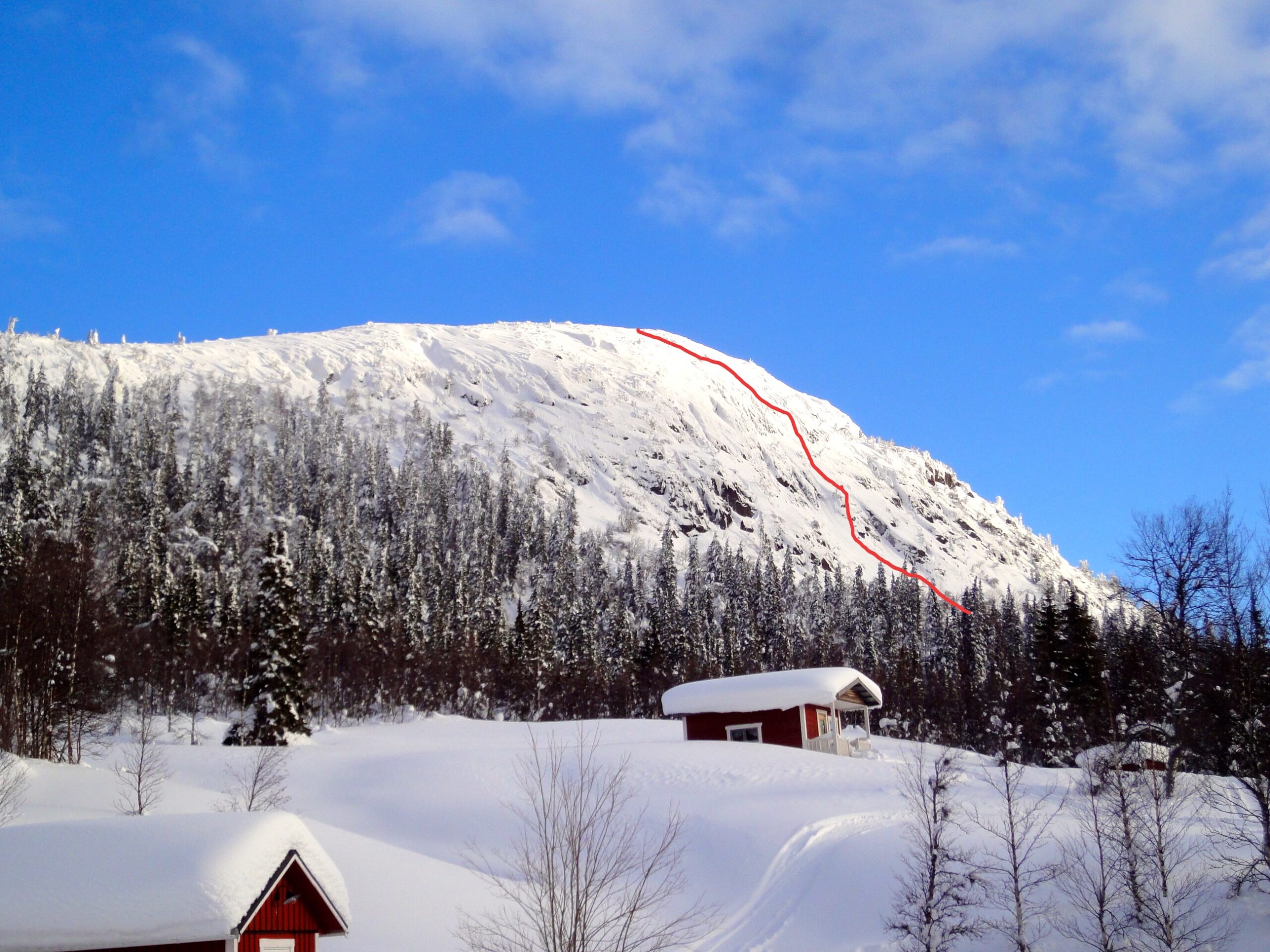 "Raggarlinjen" SE Grubbfjället Randis topp 864m S6-E4-55° 2007-02-05